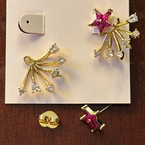KATE SPADE NEW YORK ♠️ COSMOS MULTI STAR GOLD TONE FRONT TO BACK EARRINGS ⭐️ - Picture 2 of 5